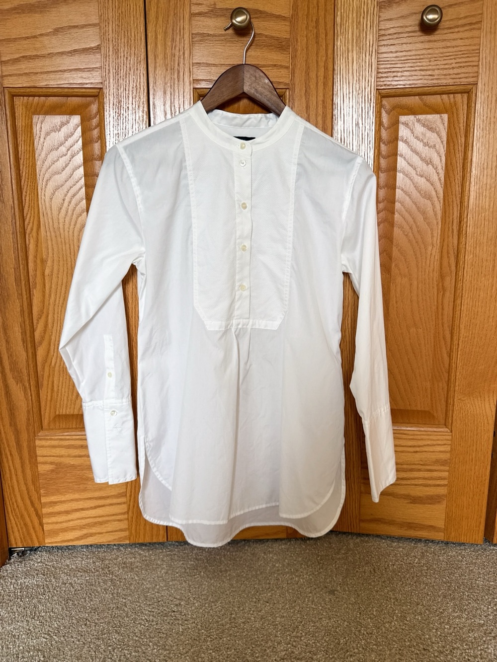 J Crew Women’s White Grandad Collar Button Placket Shirt Size XS